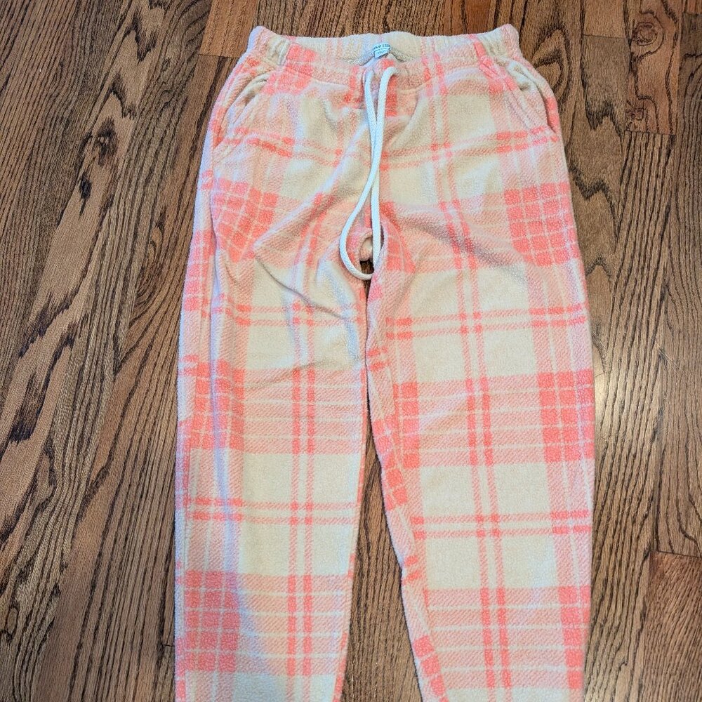 Aerie beige/pink plaid jogger lounge/pj pants (XS)